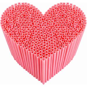 200PCS Pink Heart Shaped Straws, Cute Plastic Drinking Straws for Valentine Party, Bridal Shower, Baby Shower, Wedding, Birthday, Girls Night & Drink Decorations