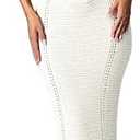 Women Crochet Knit Bodycon Maxi Dress Sexy Backless Lace up Hollow Out Corset Dress Open Back Dress.S