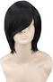 Topcosplay Unisex Short Black Wigs Straight Cosplay Halloween Costumes Wig With Bangs Bob Wig