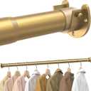 Closet Rods for Hanging Clothes, 17 to 84 Inches Stepless Adjustable Metal Closet Rod, 1.3 Inches Heavy Duty Clothes Hanging Rod for Closet Wardrobes Laundry RV, Golden