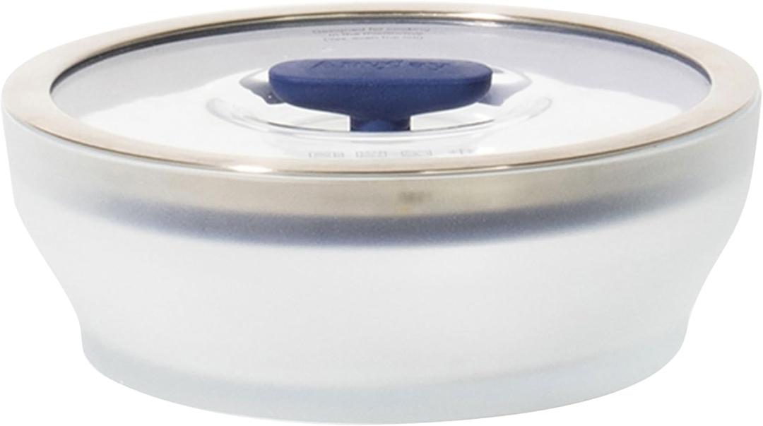 Anyday 4-Cup Microwave Cookware & Glass Container with Glass Lid, Plastic-Free Shallow Food Storage | Stackable Airtight Steamer with Vented Lid for Microwave-Safe Reheating, Steaming Vegetables (Frosted - Blueberry)