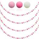 2 x 4 Pack 6.5 Feet Long Pom Pom Garland Red Pink White Felt Ball Garland 30 Balls for Valentine Day Wedding Party Birthday Decor Ornament