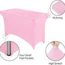 Peomeise 4FT Spandex Table Cover Rectangular Stretch Spandex Tablecloth (Pink,4FT)