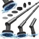 HOTO Cordless Electric Spin Scrubber, IPX7 Full Body Waterproof Bathroom Cleaning Brush, Max 22 in-lb, Shower Scrubber Brush with Long Handle, 6 Brush Heads, Power Scrubber for Bathroom, Floor, Tile