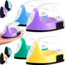 Zhehao 4 Pcs Mini Craft Iron Small Heat Press 3.39 x 2.36 x 2.56 Portable Heat Transfer Machine with Charging Base Accessories DIY Clothe Bead Patch Bag Hat Vinyl(Purple, Olive Green, Blue, Yellow)