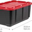 IRIS USA 4-Pack 27 Gallon Storage Bins with Lids |Made in USA| Heavy Duty Plastic Tote Containers for Truckbed Tool Box Organization, Large - Red