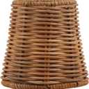 Aspen Creative 51007 Empire Clip-On Chandelier Lamp Shade, Natural Rattan, 3" Top x 4" Bottom x 4" Slant Height