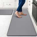 StepAura Kitchen Mats for Floor, [2PCS] Anti-Fatigue Kitchen Rugs, Grey | Cushioned Comfort,Non-Slip Backing,Waterproof Surface,Soft Underfoot,Easy Clean,Kitchen Sink,Laundry Room,Standing Desk