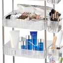 Rolling Makeup Cart Organizer, 4 Tier Rolling Storage Cart with Makeup Brush Holder, Acrylic Makeup Organizers, Cosmetics Display Cases, Clear Bathroom Cosmetic Perfume Beauty Product Organizer