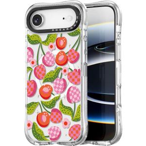 for iPhone Air Case Cute - Compatible with Magsafe - Military-Grade 20 ft Drop Protection Shockproof Phone Case - Funny Checkered Cherry Design for iPhone 17 Air (6.5") Glitter Clear