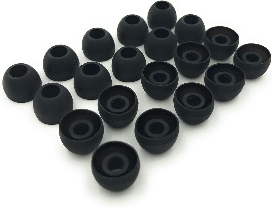 10 Pairs Medium Earbud Tips Silicone Replacement Ear Bud Tips  Black
