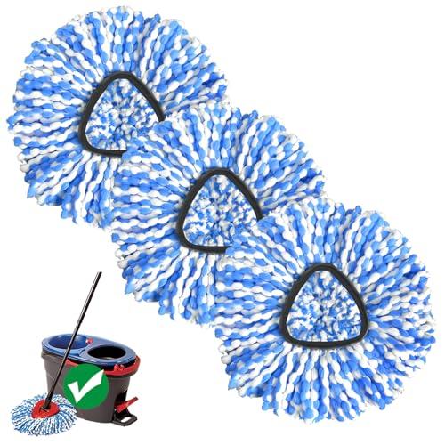 2-Tank Spin Mop Replacement Head, 3 Pack Mop Head Replacement, Microfiber, Machine Washable, Easy to Replace and Deep Cleaning