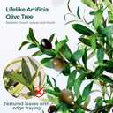 Olive Tree, 6FT Tall Faux Olive Tree with Moss and Planter, Olive Trees Artificial Indoor with Realistic Wood Trunk and Lifelike Fruits, Fake Olive Tree for Home Office Living Room Decor