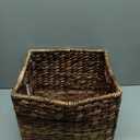 BIRDROCK HOME Storage Shelf Organizer Baskets with Handles - Handwoven Abaca Seagrass Wicker Basket for Pantry, Living Room, Office & Bathroom, Versatile Under Shelf Storage - Brown Wash | Woven Storage Baskets for Shelves with Handles, Cube Organizer Bins for Pantry, Living Room, Office, and Bathroom