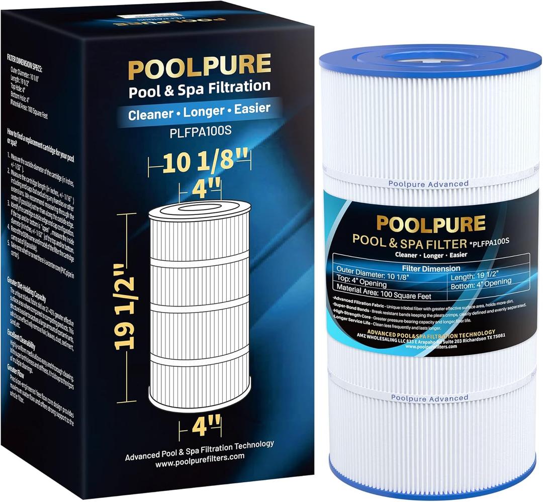 POOLPURE PA100S Pool Filter Replaces Hayward SwimClear C100S, CX100XRE, PA100S, Ultral-D3, 100 sq.ft Filter Cartridge