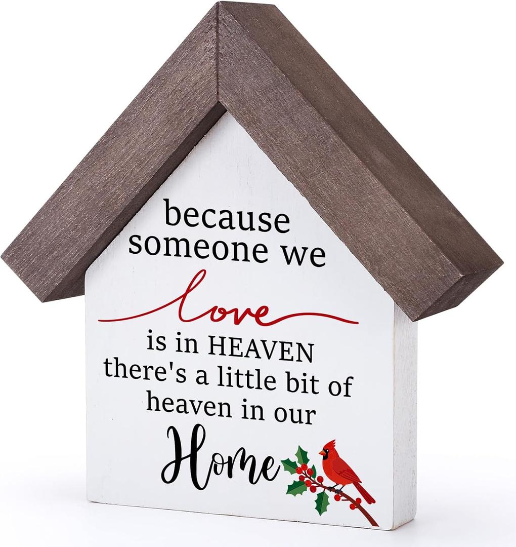 MBL Sympathy Memorial Bereavement Gifts - Wood Cardinal Grief Grieving Decor Gifts for Loss of Loved One Mom Dad Father Mother Women Men for Home Living Room Bedroom Shelf Centerpieces Remembrance, 3.9 x 5.9 inches