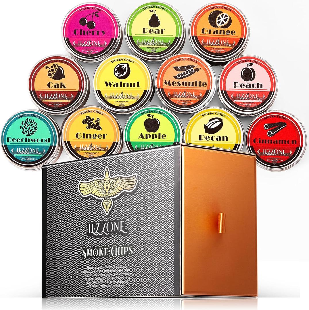 Wood Chips for Cocktail Smoker & Whiskey Smoker 12 Flavors Natural Wood Chips, Husband Father's Gift Smoke Gun Cocktails Drinks Food