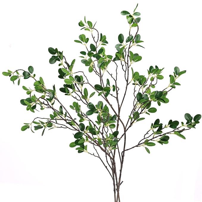 3 Packs Artificial Greenery Stems Plant Fake Green Branches Leaf for Vase Filler Garden Office Home Desk Decoration