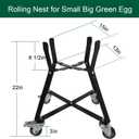 Small Big Green Egg Nest, Grill Stand for Big Green Egg Accessories, Rolling Nest with Heavy Duty Locking Caster Wheels Powder Coated Steel for BGE Smoker Kamado Joe Accessories, Size: Small, Large Green Roller Cart has 4 large 3-inch