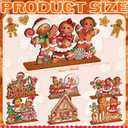 6 Pcs Christmas Gingerbread Table Decorations - Gingerbread Candy Wooden Centerpiece Xmas Decorations for Home Farmhouse Office Tabletop Decor (Colorful)