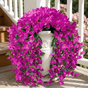 4 x capirosa Artificial Flowers for Outdoors Fake Fuchsia Bougainvillea Hanging Flower Decoration, 2Pcs Realistic Faux Silk Plants Long Trailing Vines, Spring Decor for Porch Patio Balcony Planter Yard