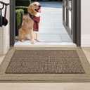 BEQHAUSE Indoor Door Mat 24" x 36", Dirt Trapper Door Mats Non-Slip Entryway Rugs Washable, Resist Dirt Absorbent Welcome Mat, Low Profile Floor Mats for Front Back Door and Entryway, Taupe