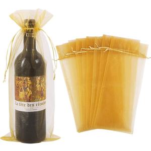 HRX Package 30pcs Organza Wine Bags, Sheer Mesh Bottle Gift Pouches Wine Covers Dresses with Drawstring for Christmas (Gold)