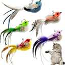 5 x Cat Feather Toys Refill, 5 Pieces Cat Wand Attachments Feathers Bird Toy for Indoor Cats