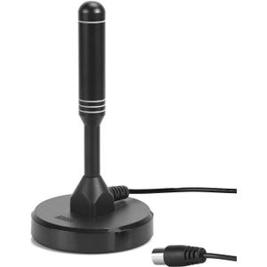 HDTV Antenna - August DTA240 - Indoor/Outdoor Portable Digital Aerial with Magnetic Base 2 Meters Coax Cable 50 Miles Range (Black)