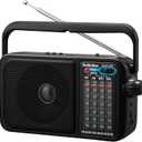 Gelielim Radio Portable AM FM with Bluetooth Loud Speaker, Radio Plug in Wall or Battery Powered Best Reception for Home or Outdoor, Earphone Jack, Large Dial Easy to Use, Great Gfits for Seniors (Black)