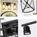 3-Light Black Bathroom Light Fixture, 21 Inch Modern Farmhouse Vanity Lighting Fixtures Over Mirror with Glass and Metal Cage, Wall Sconce Lights for Bath, Rust-Resistant, E26, CH9176BK-3W