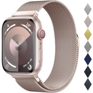 Original Stainless Steel Milanese Loop Compatible with Apple Watch Band 38mm 40mm 41mm 42mm, Magnetic Clasp Replacement Band for iwatch Series 10, 9, SE, 8 7 6 5 4 3 2 1, Women & Men