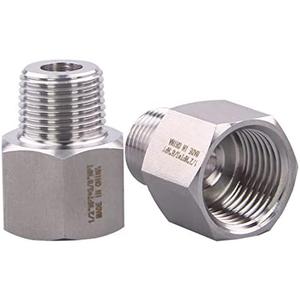 DERPIPE Forged Reducer Adapter Fitting - Stainless Steel 304 Reducing Pipe Connector, 1/2" NPT Female x 3/8" NPT Male (pack of 2)