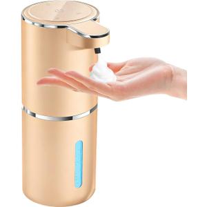 Automatic Foaming Soap Dispenser - Hand Free Pump Touchless Soap Dispenser USB Rechargeable Dispenser with 380ml, 4levels Adjustable Dispenser for Bathroom Kitchen