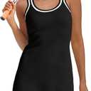Nirovien Womens Tennis Dress with Shorts Sleeveless Athletic Romper Dress Knit Active Dresses Workout Outfits (Small, Black)