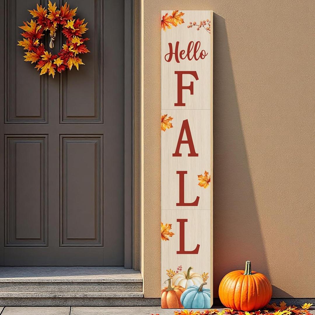 Fall Outdoor Decor Fall Porch Decor Wooden Decorations for Home Autumn Pumpkins Outside Thanksgiving Welcome Sign for Front Door 46.8 Inch