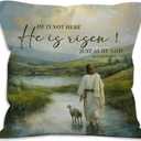 He is Risen Easter Throw Pillow Covers - Christian Religious Easter Lamb Decor, Jesus Walking on Water Decorations Pillow Covers for Home Bedroom Couch