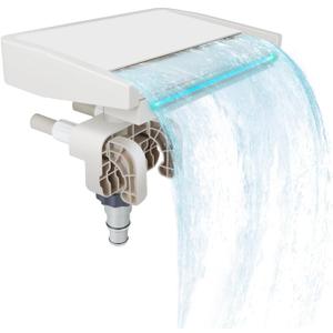 Pool Fountain with 7-Color LED Lights, Swimming Pool Waterfall Fountain for Above Ground Pools, Smooth Flowing Pool Waterfall with Light for Relaxation, Fits 1.2" to 4.7" Above-Ground Pool Frames