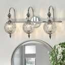 Piepooye Modern Bathroom Light Fixtures Polished Chrome Vanity Light with Glass Globe LampShade 3 Lights Mid Century G9 Bulb Wall Sconce Indoor Vanity Light Over Mirror for Bedroom Kitchen Hallway