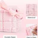 Quilted Makeup Bag Cosmetic Bag, Travel Toiletry Bag for Women, Cute Makeup Bag Organizer Puffer Pouch Light Pink M