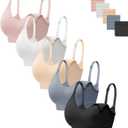 HBselect Women Maternity Bras 5 Pack Nursing Bras for Breastfeeding Seamless Pregnancy Sleep Bralette with Extra Extenders (Large, 5pack(pink/White/Nude/Dusty Blue/Black))