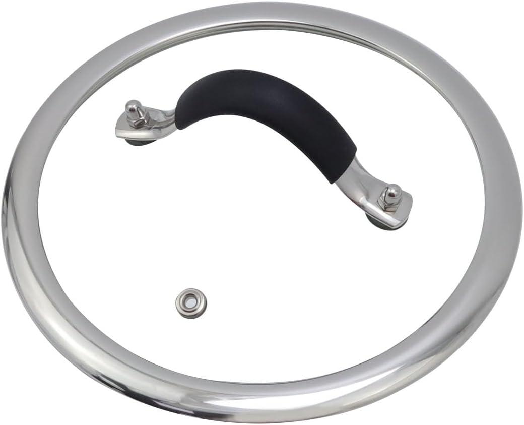 HEVSTIL 7 Inch Tempered Glass Lid Glass Lid with Silicone Stainless Steel Handle Pan Lid Glass Vented Skillet Cover for Frying Pan Lodge Cast Iron Skillet with Heat-resistant Silicone Handle