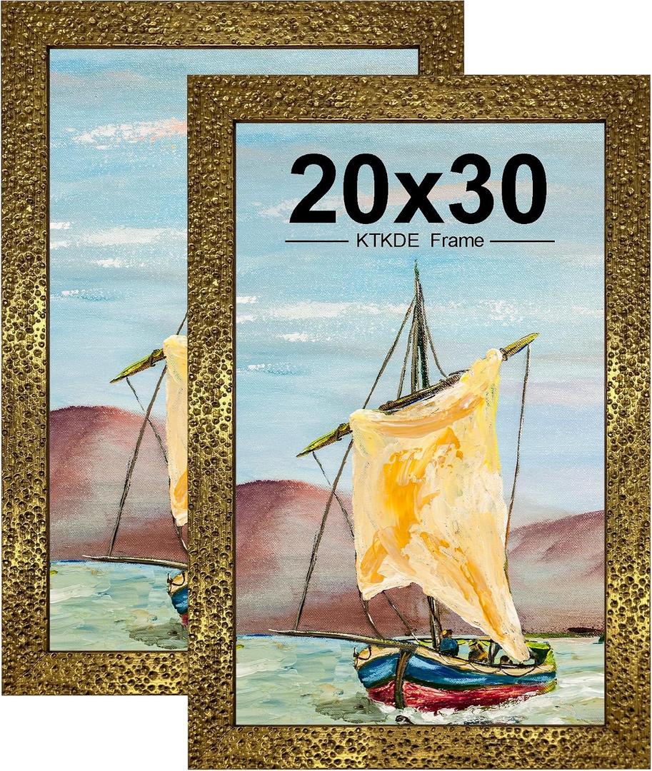 KTKDE 20x30 Picture Frame Set of 2, Ornate Vintage Poster Frames- 20 x 30 Antique Photo Frame for Rustic Gold frame Wall Decor Display Retro Home Decor Best Gift