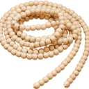 Christmas Wooden Bead Garland Wood Bead Garland Christmas Tree Decorations for Holiday Favors, 12 Feet(Wood Color)