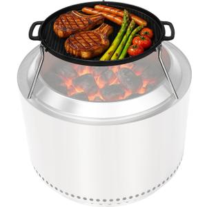 Cast Iron Griddle Grill Cookware for Solo Stove Bonfire 19.5" Fire Pit Fits for Yukon fire Pit, Portable Round Iron Pan with 3 Removable Legs for Outdoor BBQ Cooking Camping