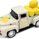 Lemon Truck Decor, Lemon Decorations for Home Metal Truck Decor with Mini Fake Lemons Farmhouse Tabletop Lemon Tiered Tray Summer Decor for Home Kitchen, Mini Truck Lemon Party Decorations- Cream