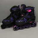 2PM SPORTS Vinal Girls Adjustable Flashing Inline Skates, All Wheels Light Up, Fun Illuminating Skates for Kids Men Adult Women and Boys (Large - Youth (4-7 US), Violet & Magenta)