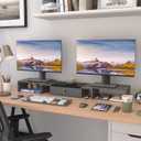 WESTREE Triple Dual Monitor Stand Riser with Drawer,Extra Large Adjustable for 2~3 Monitors,Solt for Phone & Tablet, Desktop Organizer Stand for Computer,Laptop,Printer,TV