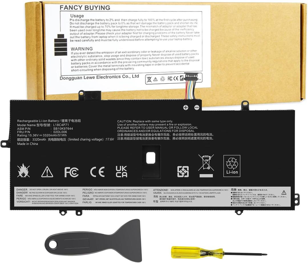 L18C4P71 L18M4P72 Battery for Lenovo Thinkpad X1 Carbon 7th Gen, X1 Carbon 8th Gen,ThinkPad X1 Yoga 4th/5th Gen Series 02DL004 02DL005 02DL006 L18L4P71 SB10K97644 SB10K97642 SB10K97643 SB10T83174