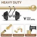 Gold Curtain Rod for Windows 30 to 60 Inch, 5/8 Inch Diameter Adjustable Curtain Rods With Brackets, Heavy Duty Easy to Install Curtain Rods for Bedroom, Outdoor Curtain Rod for Patio
